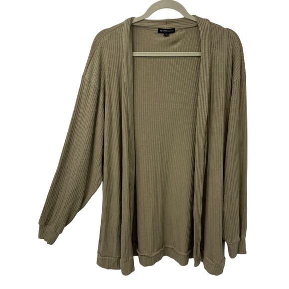 BEYOND YOGA Large Ribbed Open Cardigan Coffee Run Cement Olive Green Shrug Cozy - Picture 9 of 9